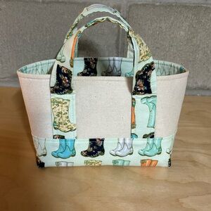Handmade Canvas Mini Tote Bag with Boot Print